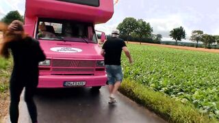 Sensual dark hair Joggerin wanna banged! with the Bro into the camper van
