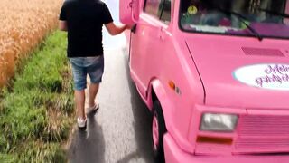 Sensual dark hair Joggerin wanna banged! with the Bro into the camper van