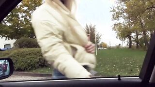 Blonde German 19 Year Old with tiny titties banged outside on a sex date