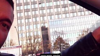 Thin red haired skank picked up outside for a pov Fucked