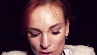 Thin red haired skank picked up outside for a pov Fucked