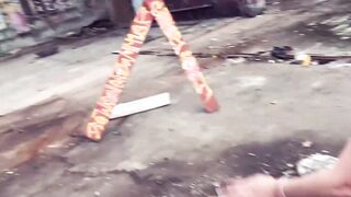 Outside Fucked Date with a dark hair German skank