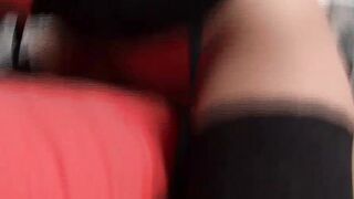 Slim Amateur Teenagers with red hair screwed into her african pantyhose