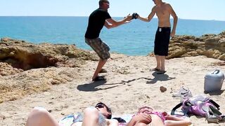 Spontaneous outdoors banged! with 2 young spanish Babes