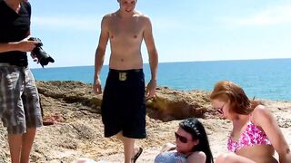 Spontaneous outdoors banged! with 2 young spanish Babes
