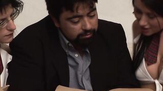 Sexual spanish Schoolgirls fucking with her Professor inside a reverse Gang Bang