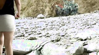 Natural spanish housewife fucking outside at the beach