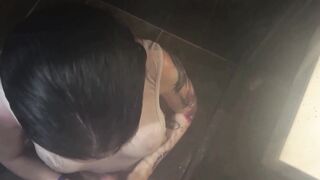 German slim wetlook 19 year old plowed inside shower private point of view