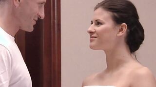 German dark haired young woman seduced by a romantic oil sex strokes Thot two
