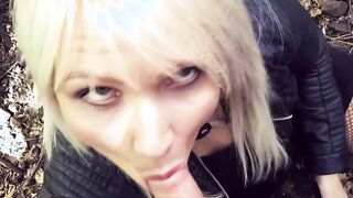 German chubby blonde milf outdoor pick up point of view into forest and boned