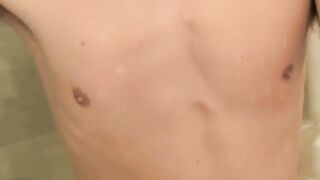 Twink films himself jerking off and jizzing in bathroom