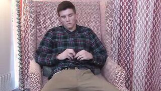 James enjoys stroking his massive dick and cums on time