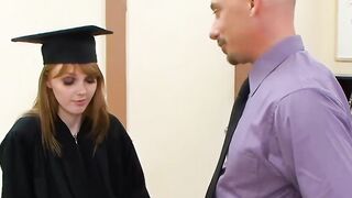 Cute red fellatio Mari McCray fucks her way to graduation