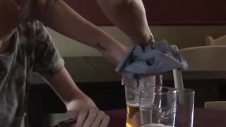British Waitress Gina Jameson Takes Penis on Duty