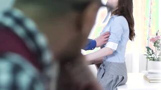 Bombshell 18 Year Old Big Tit Clary Screwed by 2 Men