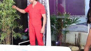 Sexual Tranny Adrielhy Bronze and Her Gardener Nailed Each Other's Asses