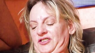 German chubby old cougar got 3some MMF