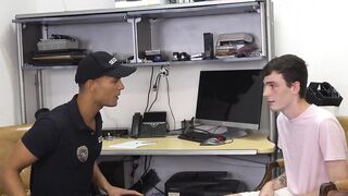 Skinny twink Myott Hunter rides jock AJ Sloan throbbing BBC