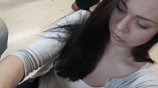 Brunette cheats on her boyfriend for cash at a bowling place