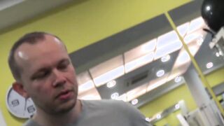 Redhead fucks a guy at the gym in front of boyfriends eyes