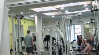 Redhead fucks a guy at the gym in front of boyfriends eyes