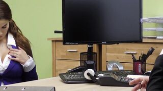Brunette with giant boobs pussy fucked by a fake agent