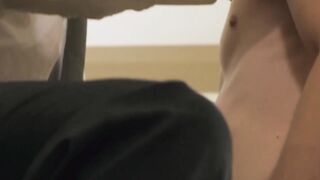 Submissive teenager moans from pleasure while cock sucking