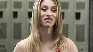 Skinny blonde Anya Olsen works out on some gigantic ebony penis at they gym