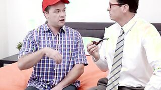 Beaver is feeling turned on, so he whips out his meat and starts masturbating. His cougar