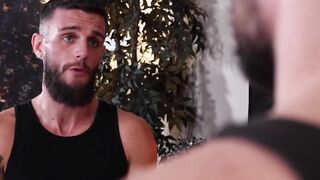 Tattooed jock bareback fuck his hunk stepdad deep hole