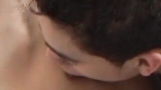 Cock riding Latin twink blasts out cum while being fucked