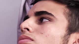 Cute latino homo jerks off before receiving a blowjob