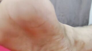 Skinny Asian twink on the phone feet teases and masturbates