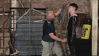 Hot twink Xavier getting that black plastic from master