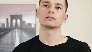 Twink with hard cock jerks off and strokes his dick for us