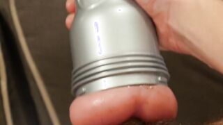 Young man is desperate to release his load using fleshlight