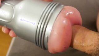 Young man is desperate to release his load using fleshlight