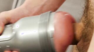 Young man is desperate to release his load using fleshlight