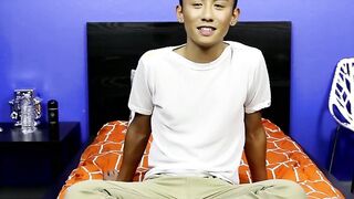 Adorable blonde asian twink Ty Neiman jerks off his cock