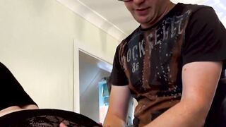 Curvy redhead fed with cock and filmed by English nerd
