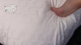 Thin blonde amateur 19 year old slobbers on a fat dick