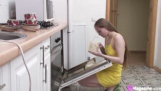 Young goddess Bianca 19 Undressing And Goofing Around Inside The Kitchen!