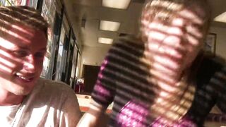 White barely legal gets banged by 2 men into outside places