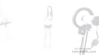 Slender Dark Hair gets deep throat penetrated at audition