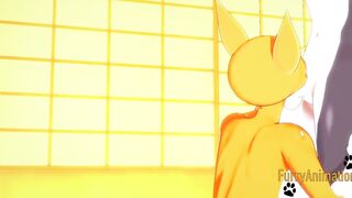 Digimon Furry Anime - Taomon & Grey Fox boobjob, hand job, oral sex and plowed 1/2 - Yiff Manga Animated Japanese Porn