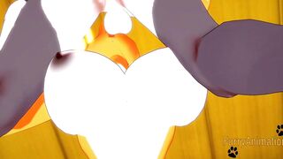 Digimon Furry Anime - Taomon & Grey Fox boobjob, hand job, oral sex and plowed 1/2 - Yiff Manga Animated Japanese Porn