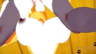 Digimon Furry Anime - Taomon & Grey Fox boobjob, hand job, oral sex and plowed 1/2 - Yiff Manga Animated Japanese Porn