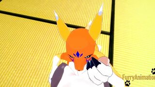 Digimon Furry Anime - Taomon & Grey Fox boobjob, hand job, oral sex and plowed 1/2 - Yiff Manga Animated Japanese Porn