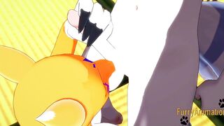 Digimon Furry Anime - Taomon & Grey Fox boobjob, hand job, oral sex and plowed 1/2 - Yiff Manga Animated Japanese Porn