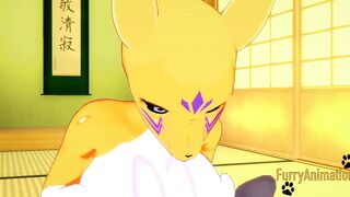 Digimon Furry Anime - Taomon & Grey Fox boobjob, hand job, oral sex and plowed 1/2 - Yiff Manga Animated Japanese Porn